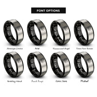 font options for inside engraving on black & gray navy chevrons rings