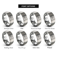 font options for inside engraving on grey navy chevrons rings