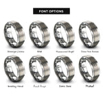 font options for inside engraving on silver navy chevrons rings