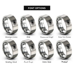 font options for inside engraving on silver nebula rings