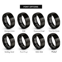 font options for inside engraving on black necktie icon rings