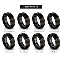 font options for inside engraving on black necktie icon rings