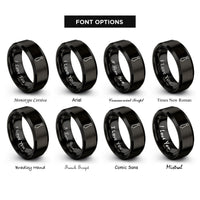 font options for inside engraving on black necktie icon rings