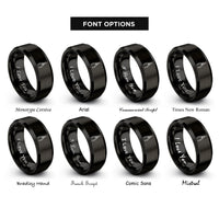 font options for inside engraving on black needle nose pliers rings