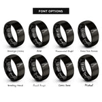 font options for inside engraving on black needle nose pliers rings