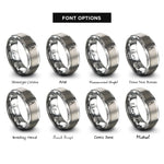 font options for inside engraving on grey needle nose pliers rings