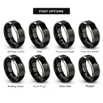 font options for inside engraving on black & gray needle thread rings