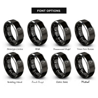 font options for inside engraving on black & gray needle thread rings