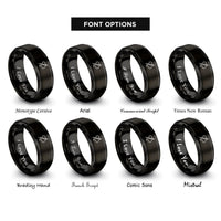 font options for inside engraving on black needle thread rings