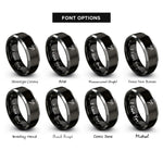 font options for inside engraving on black & silver needle threader rings