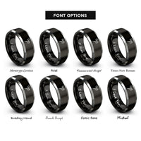 font options for inside engraving on black & silver needle threader rings