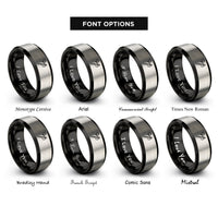 font options for inside engraving on black & grey needle threader rings