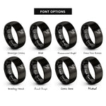 font options for inside engraving on black needle threader rings