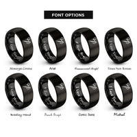 font options for inside engraving on black needle threader rings
