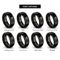 font options for inside engraving on black needle threader rings