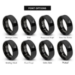 font options for inside engraving on black needle threader rings