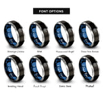 font options for inside engraving on black & blue & gray neptune rings