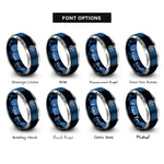 font options for inside engraving on blue & silver neptune rings