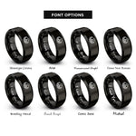 font options for inside engraving on black nest eggs rings