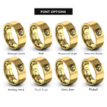 font options for inside engraving on gold nest eggs rings