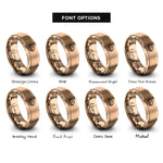 font options for inside engraving on rose gold nest eggs rings