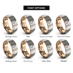 font options for inside engraving on rose gold & gray netherland dwarf rings