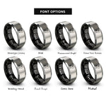 font options for inside engraving on black & gray netherlands rings