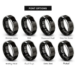 font options for inside engraving on black & grey netherlands rings