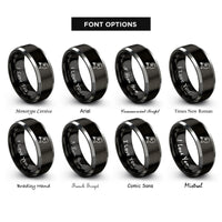 font options for inside engraving on black & grey netherlands rings