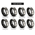 font options for inside engraving on black & grey netherlands rings