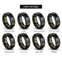 font options for inside engraving on gunmetal & blue network nodes rings