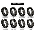 font options for inside engraving on black & silver network topology nodes rings