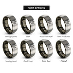font options for inside engraving on gunmetal & silver network topology nodes rings