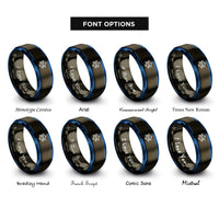 font options for inside engraving on gunmetal & blue neural network rings