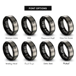 font options for inside engraving on black & grey neural network nodes rings
