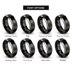 font options for inside engraving on black & grey neural network nodes rings