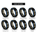 font options for inside engraving on gunmetal & blue neuron symbol rings