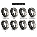 font options for inside engraving on black & grey neuschwanstein castle rings