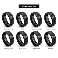 font options for inside engraving on black neuschwanstein castle rings