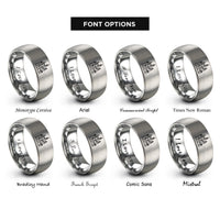 font options for inside engraving on silver neuschwanstein castle rings