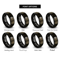 font options for inside engraving on gunmetal & black neuschwanstein castle rings