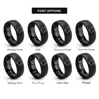 font options for inside engraving on black new brunswick rings