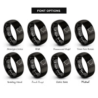 font options for inside engraving on black new brunswick rings