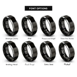 font options for inside engraving on black & gray new jersey rings