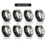 font options for inside engraving on black & silver new jersey rings