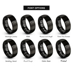font options for inside engraving on black new jersey rings