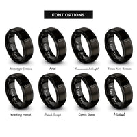 font options for inside engraving on black new jersey rings