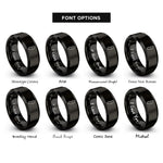 font options for inside engraving on black new jersey rings
