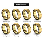 font options for inside engraving on black & gold new moon rings