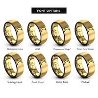 font options for inside engraving on black & gold new moon rings